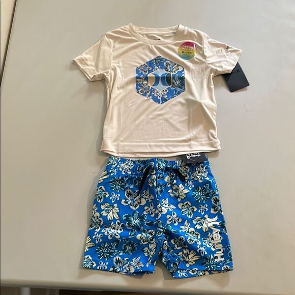 Hurley Blue and White Swim Set Tropical Comfort - Picture 1 of 4